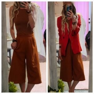 Zara High Rise Wide Leg Culotte Crop Pant